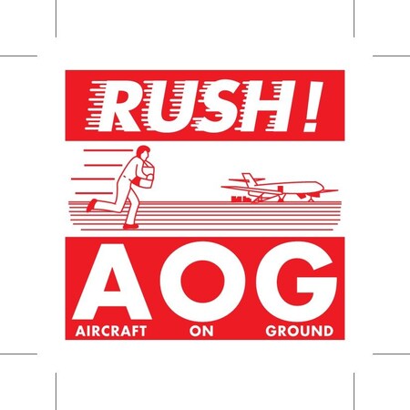 Decker Tape Products Label, DL1741, RUSH! A O G, 4" X 4" DL1741